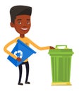 Man with recycle bin and trash can. Royalty Free Stock Photo