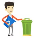 Man with recycle bin and trash can. Royalty Free Stock Photo