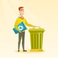 Man with recycle bin and trash can. Royalty Free Stock Photo