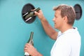 Man At Recycling Centre At Bottle Bank Royalty Free Stock Photo