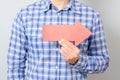 Man with red arrow pointing to the right Royalty Free Stock Photo