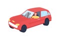 Man in red car flat color vector faceless character Royalty Free Stock Photo