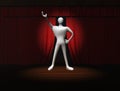 Man with red curtain and spotlight on stage Royalty Free Stock Photo