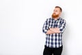 Man with red hair and beard in plaid shirt Royalty Free Stock Photo