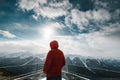 Man with a red jacket, Sulphur mountain at Banff, Canada