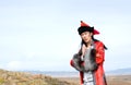 Man in red Mongolian costume Royalty Free Stock Photo