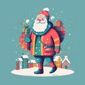 claus illustration winter santa gift red cartoon holiday present christmas. Generative AI. Royalty Free Stock Photo