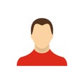 Man in red sweater icon, flat style Royalty Free Stock Photo