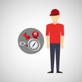 Man red tshirt collection navigation elements concept