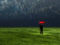 Man with red umbrella Royalty Free Stock Photo