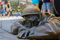 A man reflecting inside a manhole in Bratislava