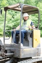 Construction worker with forklift truck Royalty Free Stock Photo