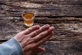 Man refuses alcohol on table