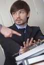 Man rejecting office work Royalty Free Stock Photo