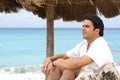 Man relax in cancun beach Royalty Free Stock Photo