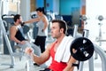 Man relaxed on gym after fitness sport training