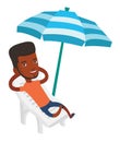 Man relaxing on beach chair vector illustration. Royalty Free Stock Photo