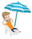 Man relaxing on beach chair vector illustration. Royalty Free Stock Photo