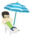 Man relaxing on beach chair vector illustration. Royalty Free Stock Photo