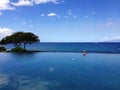 A man relaxing in the infinity swimming pool Royalty Free Stock Photo