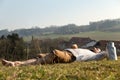Man relaxing in the nature Royalty Free Stock Photo
