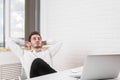 Man relaxing in office Royalty Free Stock Photo