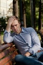 Man relaxing in the public garden