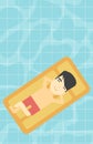 Man relaxing in swimming pool vector illustration. Royalty Free Stock Photo