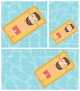 Man relaxing in swimming pool vector illustration. Royalty Free Stock Photo