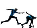 Man relay runner sprinter silhouette Royalty Free Stock Photo