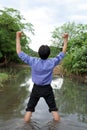 Man releasing stress in nature