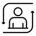 Man and reload arrows icon, outline style