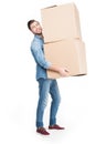 man relocating with carton boxes, Royalty Free Stock Photo