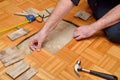 Man Removing Damaged Parquet