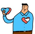 Man removing heart