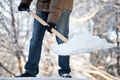 Man removing snow from a driveway