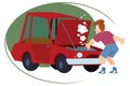 Man and repair automobile. Illustration for internet and mobile website