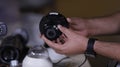 A man repairing secur camera in service center Royalty Free Stock Photo