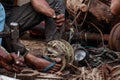 Man repairing mechanical waste stock image