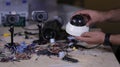 A man repairing secur camera in service center Royalty Free Stock Photo