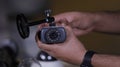 A man repairing secur camera in service center Royalty Free Stock Photo