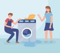 man repairing washing machine