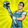 Man repairman with a wrench