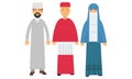 Man Representatives of Different Religion Like Islamism and Catholicism Vector Illustration Set