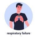 Man with respiratory failure. Virus prevention and protection. Royalty Free Stock Photo