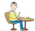 Man at restaurant anf fly in soup Royalty Free Stock Photo