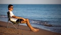 Man resting on the beach Royalty Free Stock Photo