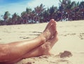 Man resting on the beach Royalty Free Stock Photo