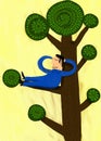 Man resting in the branch of a tree