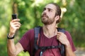 man resting during hiking trip Royalty Free Stock Photo